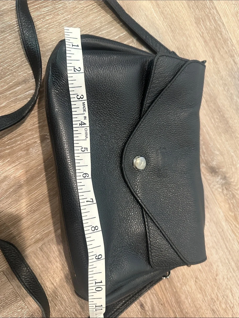 Italian Leather Black Crossbody Bag